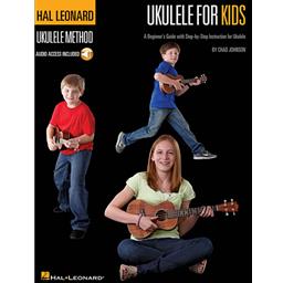 Ukulele for Kids is a fun, easy course that teaches children to play ukulele faster than ever before. Popular songs such as Yellow Submarine, The Hokey Pokey, This Land Is Your Land, Rock Around the Clock, You Are My Sunshine and Barbara Ann keep kids motivated, and the clean, simple page layouts ensure their attention remains focused on one concept at a time. The method can be used in combination with a teacher or parent. The accompanying online audio contains tracks for demonstration and play-along. Lessons include: selecting your uke; parts of the uke; holding the uke; hand position; reading music notation and counting; notes on the strings; C, F, C7, Am, G, B-flat, and Gm chords; strumming and picking; and more!