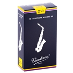 Vandoren Traditional 2.5 Alto Sax Reed, 10 Pack
"Designed with a thin tip for pure sound"
French File cut for added flexibility
Extra wood at the spine balances the thin tip
The choice of classical saxophonists
Box of 10 reeds