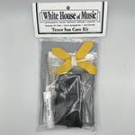 Tenor Sax Care Kit - Silk Swab 
Includes: 
Saxophone Neck Swab 
Mouthpiece Brush
Cork Grease
Reed Gaurd holder
Silk Swab 
Polish Cloth