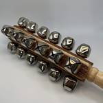 Tycoon Sleigh Bells 25-Bell.

Classic Sleigh-Bell sound that can be heard over an ensemble.
Traditional design.
Perfect for use with bands and orchestras.
Constructed of Siam Oak wood handle with steel bells.
Available in two and four steel models: 3.5″ x 13″, and 3.5″ x 12″.