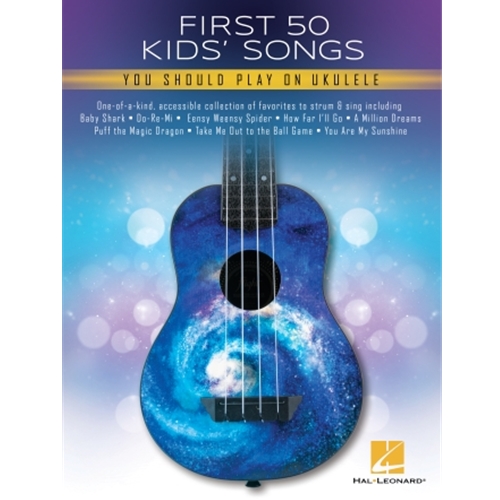 When kids start to play the ukulele, they want to start playing their favorite songs as soon as possible! This collection features 50 songs for children who are ready to step into songbooks, with melody, lyrics, and chord diagrams. Includes: Baby Shark · Bob the Builder (Main Title) · Do-Re-Mi · Dora the Explorer Theme Song · Eensy Weensy Spider · How Far I'll Go · If You're Happy and You Know It · A Million Dreams · On Top of Spaghetti · Puff the Magic Dragon · Sesame Street Theme · SpongeBob SquarePants Theme Song · Warm Kitty · You Are My Sunshine · and more.