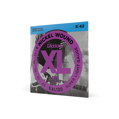 EXL120 is a super light gauge set with maximum flexibility and biting tone. XL Nickel Wound electric guitar strings, long recognized as the industry standard, are ideal for a wide range of musical styles.