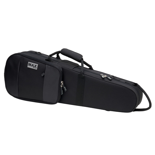 The MAX Shaped Violin Case offers great value and protection. Designed with an ultra-light EPS foam frame to deflect impact, the case also features a soft plush interior lining, suspension padding, soft violin blanket, 2 interior accessory compartments, 2 bow clips, and is backpackable.
Overall exterior dimensions: 32 (l) x 6 (w) x 11 (h)"; 812.8 x 152.4 x 279.4mm Front pocket interior dimensions: 14 (l) x 1 (w) x 9.75 (h)"; 355.6 x 25.4 x 247.65mm Interior small storage compartment: 3 (l) x 1.75 (w) x 3.7 (h)"; 76.2 x 44.45 x 93.98mm Weight: 3.83 lbs; 1.74 kg Shoulder strap weight: 0.37 lbs; 0.17 kg