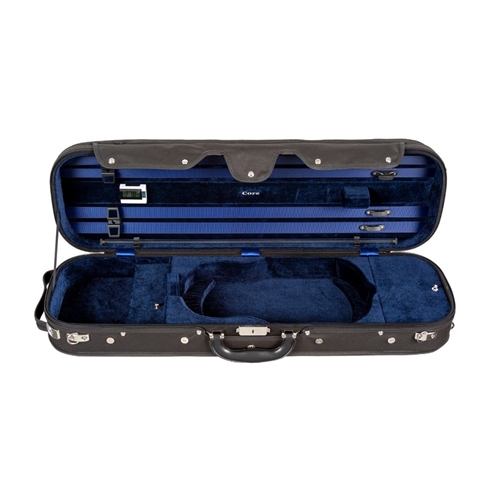 A proven favorite, this wood shell suspension case is one of our best-sellers! Cordura screw-attached cover with rain flap and plush-lined interior with hygrometer, two large accessory pockets, and four Hill-style bowholders. Also includes string tube, instrument blanket, and shoulder strap. Leather handle. 4/4 size
