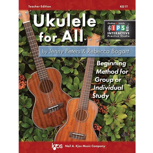 The UKULELE FOR ALL, Teacher Edition is filled with effective solutions for establishing the ultimate ukulele learning environment. This richly informative volume gives educators everything they need to teach ukulele successfully. The Teachers Edition also offers comprehensive guidance on achieving curricular alignment with the National Core Arts Standards.