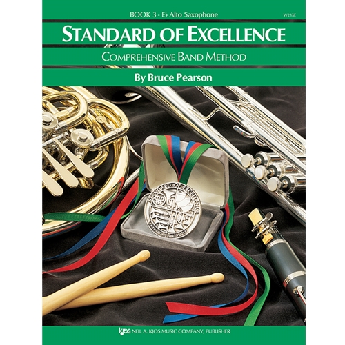 Standard of Excellence Book 3 is a continuation of the strong performance-centered curriculum of Books 1 and 2.  It is also an intermediate level band method that introduces students to Western Music History.  Students play music from the Middle Ages, Renaissance, Baroque, Classical, Romantic periods and 20th Century; they learn performance and technical skills within the appropriate historical context.  Students are given a complete musical and historical education while advancing toward high levels of musical performance on their individual instruments.