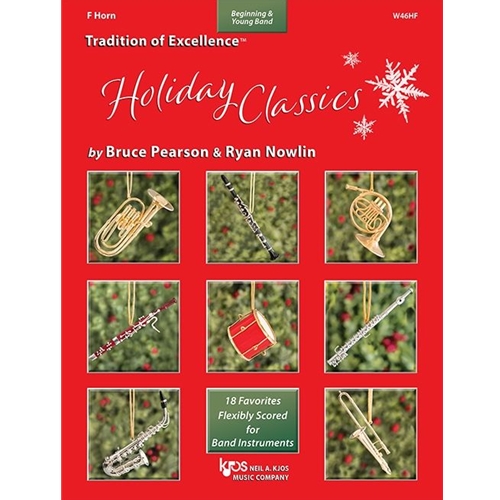 Welcome to Tradition of Excellence: Holiday Classics, a collection of eighteen holiday songs all arranged for maximum performance flexibility.

Discover 18 favorite holiday melodies...

• Scored for maximum performance flexibility.
• Mix-and-match any combination of band instruments.
• Playable as solos, duets, trios, larger ensembles, or even full concert band.
• Add the Piano/Guitar Accompaniment to enhance performance.
• Drums, Mallets, Auxiliary Percussion, and Timpani all in one book to develop the total percussionist