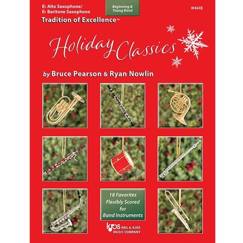 Welcome to Tradition of Excellence: Holiday Classics, a collection of eighteen holiday songs all arranged for maximum performance flexibility.

Discover 18 favorite holiday melodies...

• Scored for maximum performance flexibility.
• Mix-and-match any combination of band instruments.
• Playable as solos, duets, trios, larger ensembles, or even full concert band.
• Add the Piano/Guitar Accompaniment to enhance performance.
• Drums, Mallets, Auxiliary Percussion, and Timpani all in one book to develop the total percussionist.