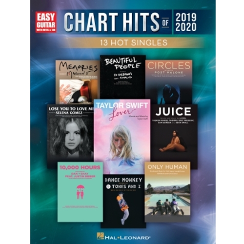 This songbook features 13 of today's hottest hits arranged for easy guitar with lyrics so even beginning guitarists can play them. Songs include: Circles (Post Malone) • Dance Monkey (Tones and I) • everything I wanted (Billie Eilish) • Girl (Maren Morris) • Into the Unknown (Panic! At the Disco) • Juice (Lizzo) • Lose You to Love Me (Selena Gomez) • Lover (Taylor Swift) • 10,000 Hours (Dan + Shay feat. Justin Bieber) • and more.