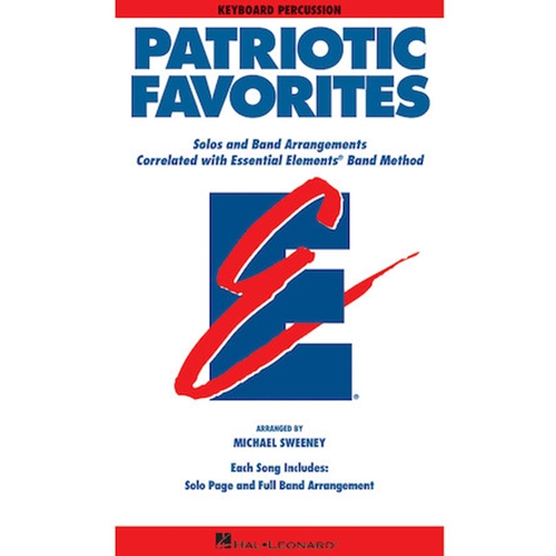 PATRIOTIC FAVORITES
Keyboard Percussion
Here is the ultimate collection of Patriotic songs arranged to be played by either full band or by individual soloists (with optional accompaniment CD). For each song in the individual student books, there is a page for the full band arrangement as well as a page for solo use. In the same popular format as Michael's “Movie Favorites” and “Broadway Favorites”, each arrangement in “Patriotic Favorites” is correlated with a specific page in the Essential Elements 2000 Band Method. However, you don't need to be using this particular method to enjoy these wonderful arrangements! Includes: America, The Beautiful; America (My Country, 'Tis of Thee); Armed Forces Salute; Battle Hymn of the Republic; God Bless America; Hymn to the Fallen; The Patriot; The Star Spangled Banner; Stars and Stripes Forever; This Is My Country; Yankee Doodle/Yankee Doodle Boy.