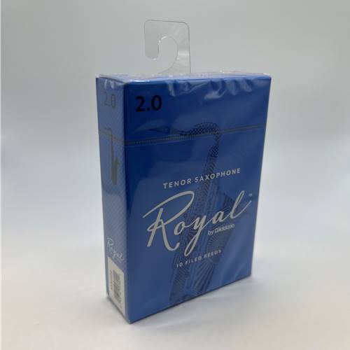 Tenor Sax Reeds - Rico Royal 2. 
"French filed for flexibility!"
Premium cane for consistent response.
Works well for classical and jazz.
Traditional filed cut for clarity of tone.
Box of 10 reeds.