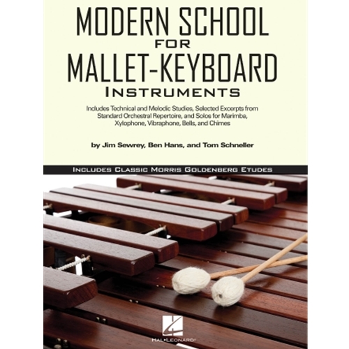 Modern School for Mallet-Keyboard Instruments contains materials for the development of technique, performance skill, reading ability and musicianship on marimba, xylophone, vibraphone, bells, and chimes. Compiled by experienced teachers and performers Jim Sewrey, Ben Hans and Tom Schneller, this book includes scalular materials, technical studies, selected excerpts from standard orchestral repertoire, etudes by the legendary Morris Goldenberg, melodic studies, and solos appropriate for recitals, juries, and auditions at the high school, college, and professional levels. This book addresses musical literacy, musicianship, performance, and technique as applied to two-mallet and four-mallet playing.
