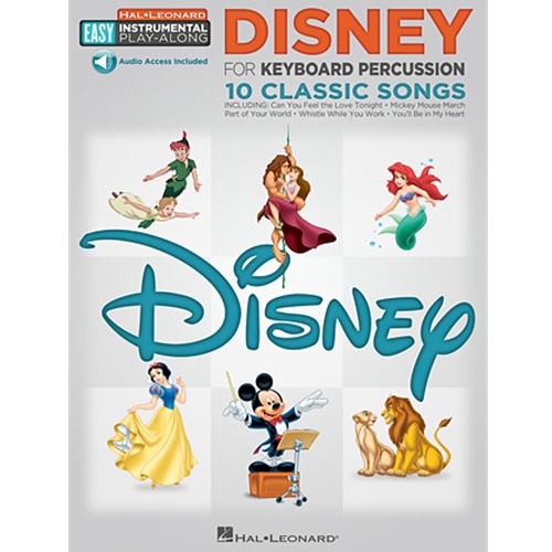 10 Disney Classic Songs - Keyboard Percussion.
10 songs carefully selected and arranged for first-year instrumentalists. Even novices will sound great! Audio demonstration tracks featuring real instruments are available via download to help you hear how the song should sound. Once you've mastered the notes, download the backing tracks to play along with the band! Songs include: The Ballad of Davy Crockett • Can You Feel the Love Tonight • Candle on the Water • I Just Can't Wait to Be King • The Medallion Calls • Mickey Mouse March • Part of Your World • Whistle While You Work • You Can Fly! You Can Fly! You Can Fly! • You'll Be in My Heart (Pop Version).