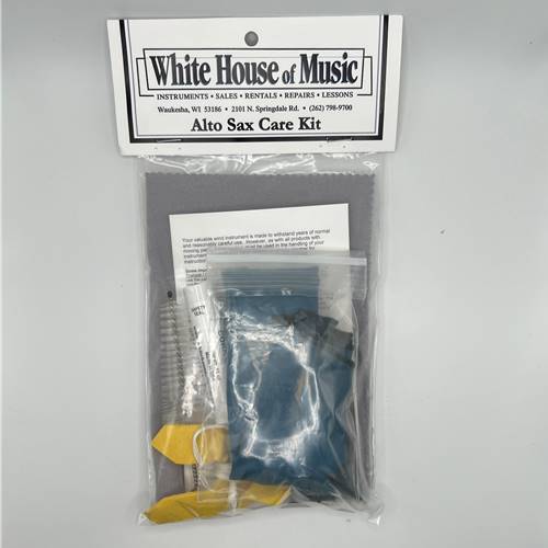 Alto Saxophone - Silk Swab Care Kit.
"Everything you need to get started!"
Hodge silk swab for daily cleaning.
Three Vandoren 2 reeds & reed guard.
Cork grease & polishing cloth.