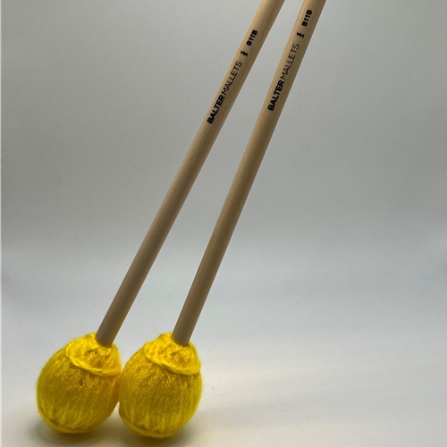 Marimba Mallets - MB11B Hard Yellow Yarn.
"Proven reliability - exceeds needs of the player!"
Hard solid rubber core wound with yellow yarn.
Ideal for general playing.
Light, yet durable; a firmer feel w/ little flex.