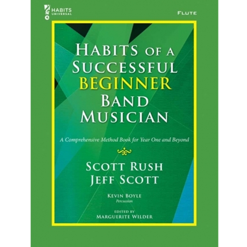 Habits of a Successful Beginner Band Musician - Flute - Book.
Habits of a Successful Beginner Band Musician is a field-tested, vital, and—most important—musical collection of 225 sequenced exercises for the beginning band student. The book’s cutting-edge online component, Habits Universal, features a backend gradebook that allows students to submit video recordings of their performances as a primary source of assessment. This gradebook is compatible with PowerSchool, Canvas, Google Classroom, Brightspace, Edmodo, Schoology, and many other platforms! In addition, Habits Universal features supplemental rhythm vocabulary sheets, accompaniment tracks, video start-up clinics, as well as a professional video coach for each exercise in the book.