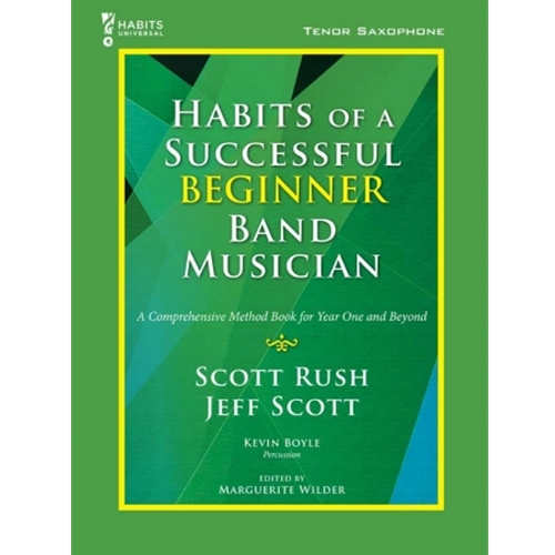 Habits of a Successful Beginner Band Musician - Tenor Saxophone - Book.
Habits of a Successful Beginner Band Musician is a field-tested, vital, and—most important—musical collection of 225 sequenced exercises for the beginning band student. The book’s cutting-edge online component, Habits Universal, features a backend gradebook that allows students to submit video recordings of their performances as a primary source of assessment. This gradebook is compatible with PowerSchool, Canvas, Google Classroom, Brightspace, Edmodo, Schoology, and many other platforms! In addition, Habits Universal features supplemental rhythm vocabulary sheets, accompaniment tracks, video start-up clinics, as well as a professional video coach for each exercise in the book.