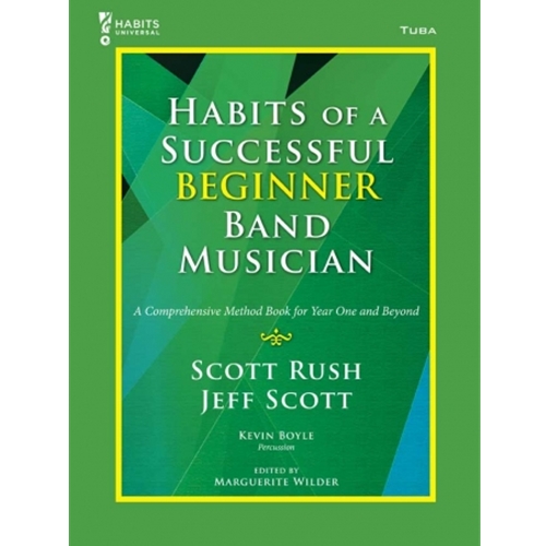 Habits of a Successful Beginner Band Musician - Tuba - Book.
Habits of a Successful Beginner Band Musician is a field-tested, vital, and—most important—musical collection of 225 sequenced exercises for the beginning band student. The book’s cutting-edge online component, Habits Universal, features a backend gradebook that allows students to submit video recordings of their performances as a primary source of assessment. This gradebook is compatible with PowerSchool, Canvas, Google Classroom, Brightspace, Edmodo, Schoology, and many other platforms! In addition, Habits Universal features supplemental rhythm vocabulary sheets, accompaniment tracks, video start-up clinics, as well as a professional video coach for each exercise in the book.