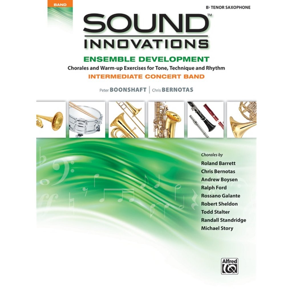 Sound Innovations : Tenor Sax
Sound Innovations: Ensemble Development for Intermediate Concert Band is a valuable resource for helping your students grow in their understanding and abilities as ensemble musicians. It contains 412 exercises, including more than 70 chorales by some of today's most renowned concert band composers. An assortment of exercises is grouped by key and presented in a variety of intermediate difficulty levels. Where possible, several exercises in the same category are provided to allow variety, while still accomplishing the goals of that specific type of exercise. You will notice that many exercises and chorales are clearly marked with dynamics, articulations, style, and tempo for students to practice those aspects of performance. Other exercises are intentionally left flexible for the teacher to determine how best to use them in facilitating and addressing the needs and goals of their ensemble. Whether your students are progressing through exercises to better their technical facility, or challenging their musicianship with beautiful chorales, this book can be used after any band method or as a supplement to performance music. Contains chorales composed by Roland Barrett, Andrew Boysen, Ralph Ford, Rossano Galante, Robert Sheldon, Todd Stalter, Randall Standridge, and Michael Story.
