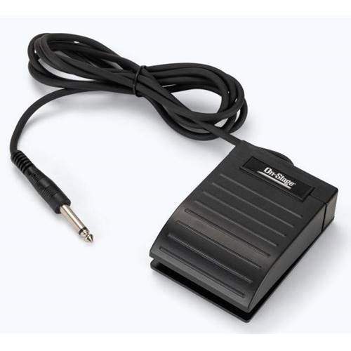 OnStage Keyboard Sustain Pedal KSP20.

- Built-in 6' cord provides plenty of length for ease of comfortable positioning on the floor.
- Polarity switch reverses the pedal's up and down signals for universal compatibility.
- Foot-pedal spring provides tension and strength for precise, dependable operation.
- 1/4" connector works with any electronic keyboard with a 1/4" pedal-input jack.
