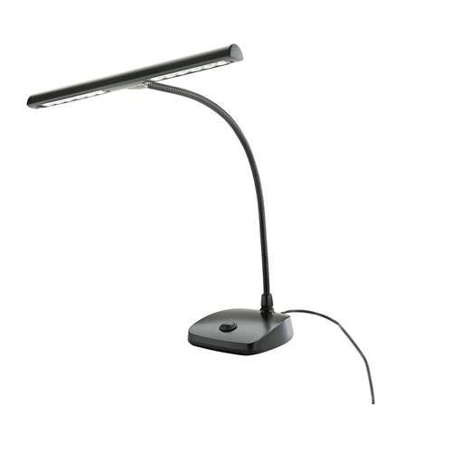 K&M LED Piano Lamp

Piano light with an elegant design. State-of-the art LED technology guarantees bright light (12 LEDs, 2500 Lux), long life and low energy consumption. Optimum positioning thanks to a long, flexible goose neck (415 mm length). Heavy base ensures stable positioning. Includes power adapter.