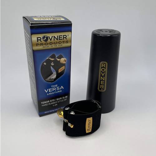 Rovner Versa Tenor Sax Ligature.

Features:
Repositionable flaps and cradle with inserts that can be configured to produce six different tones
Rewards the player with a big, rich sound
Complete tonal control
Accurate intonation through all registers
Flaps may be arranged asymmetrically to accommodate irregular reeds
Includes a Rovner® cap
Made in the USA!