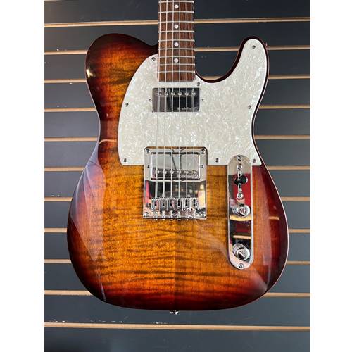 The Great 8 electronics mod is one of our most demanded mods. With this mod we double the sonic spectrum of our two-humbucker instruments. You still have the full powered tone of each humbucker and the traditional settings to give you neck, bridge or both. With Great 8 we add two push-pull switches to the volume and tone knobs, that when pulled up one coil of the humbucker is disengaged giving you a cleaner single coil tone. You can control each pickup separately, maximizing your options. What can you do with 8 sonic options?
Big tone and versatility are the calling card of the 53DB. With a double humbucker configuration, you start with a full array of classic tones often missing from a guitar of this style. We then added our custom electronics modification called the Great 8 allowing you to switch those humbuckers into a single-coil tone. This is done using two provided push-pull pots. Have fun with these eight distinctive tonal options!
The body on the 53DB is made from alder and has a great looking flame maple top. The instrument is feature-packed and fun to play.